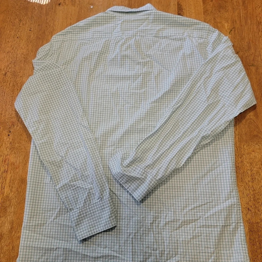 Mens Classic Fit  J. Crew Pastel Green checkerd Dress Shirt Medium